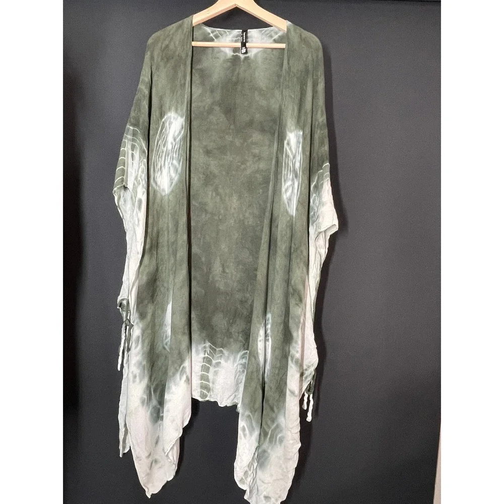 Torid Olive Green Tie Dye Kimono Wrap One Size Swim Cover Up Boho Beach Travel